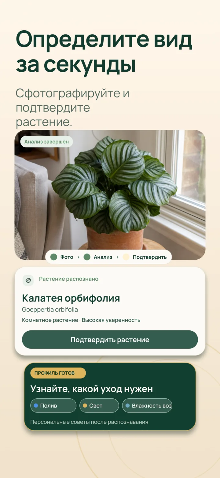 Определение растения с помощью ИИ в Listva